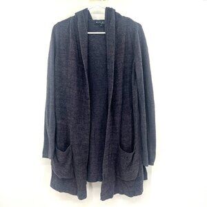 Barefoot Dreams CozyChic Lite Navy Blue Hooded Cardigan Women's Small